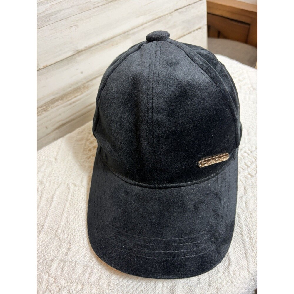 bebe Black Velvet Baseball Cap One Size Women’s Logo Solid Casual Travel - Picture 1 of 8